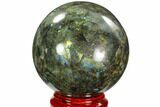 Flashy, Polished Labradorite Sphere - Great Color Play #103701-1